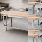 Thumbnail image #3 for Advance Tabco TA-928 Wood Cutting Board for Equipment Stands, 96"W x 10"D x 1-1/2"H, Adjustable Height