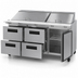 Thumbnail image #3 for Hoshizaki Steelheart SR72B-30MD4 72-Inch Three-Section Mega Top Prep Refrigerator with 1 Solid Hinged Door and 4 Drawers