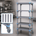 Thumbnail image #3 for Millenia 5-Shelf Mobile Open Grid Polymer Shelving Starter Unit, 42 x 24 x 62 Inches, Gray