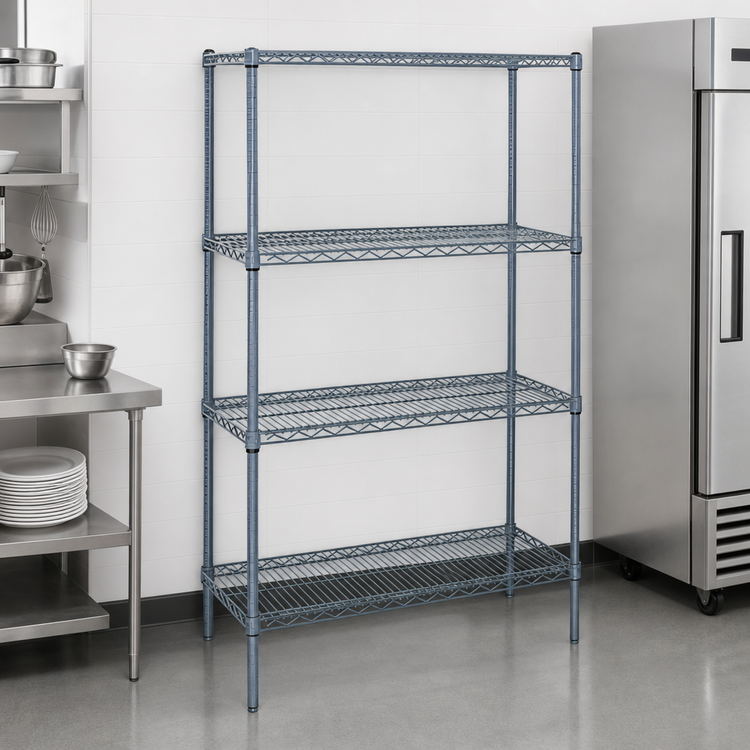 Product image #3 for Quantum 5-Shelf Wire Shelving Starter Kit, 60"W x 18"D x 63"H, Gray Epoxy Antimicrobial Finish
