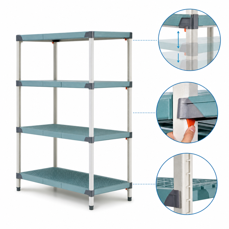Product image #3 for MetroMax Q 4-Shelf Stationary Polymer Starter Shelving Unit, 60"W x 24"D x 63"H