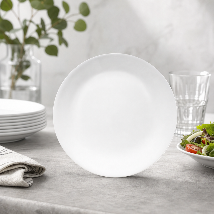 Product image #3 for Corelle Essentials Round Vitrelle Glass Salad Plate, 8-1/2 Inch, White