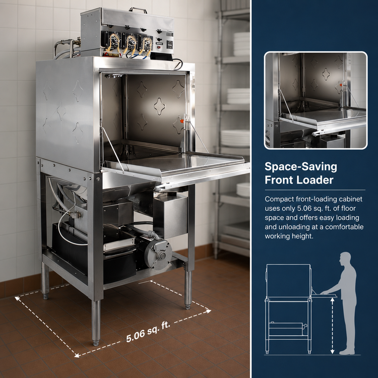 Product image #4 for CMA Energy Mizer EST-FL Front Loader Low-Temp Chemical Sanitizing Door-Type Dishwasher