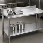 Thumbnail image #3 for Eagle Group Budget Series T2484SB-BS 84-Inch x 24-Inch Stainless Steel Work Table with 4-1/2-Inch Backsplash and Adjustable Undershelf
