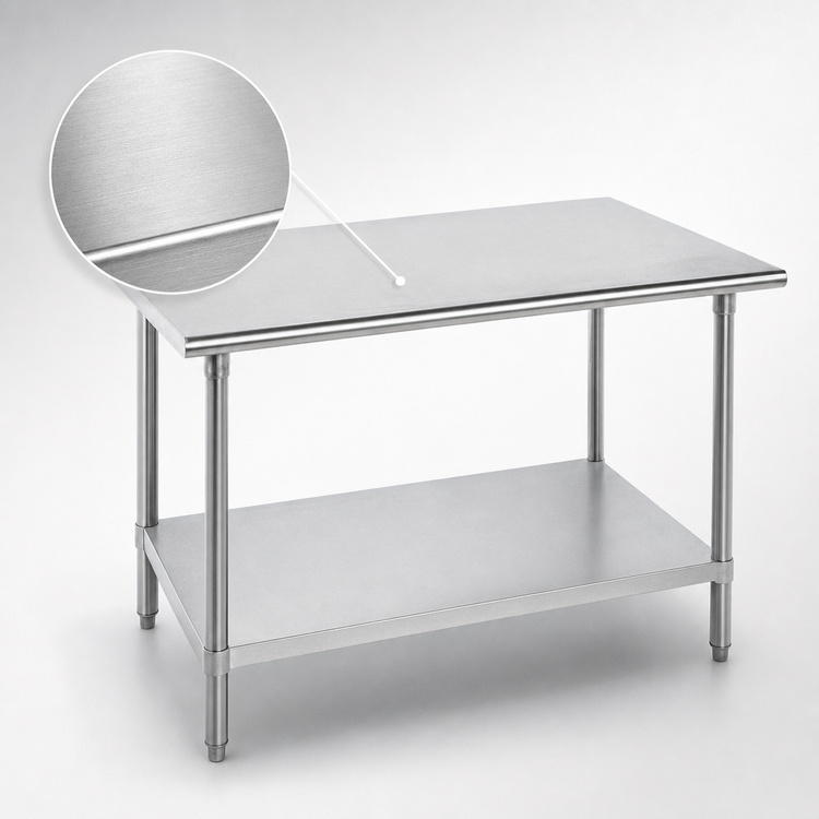 Product image #3 for Advance Tabco 60 x 24 Inch 16 Gauge 430 Stainless Steel Flat Top Work Table with Galvanized Undershelf