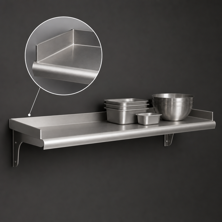Product image #3 for Eagle Snap-n-Slide 72-Inch x 15-Inch Wall-Mounted Stainless Steel Shelf with V Marine Front Edge