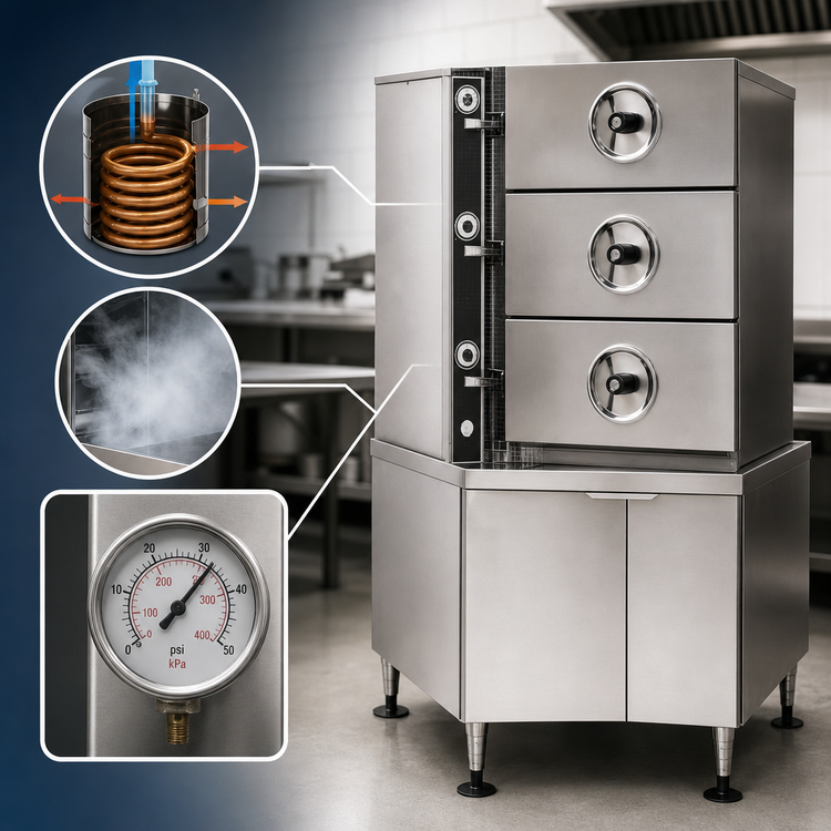 Product image #3 for Crown SC-2 Two-Compartment Full-Size Pressure Steamer with Cabinet Base