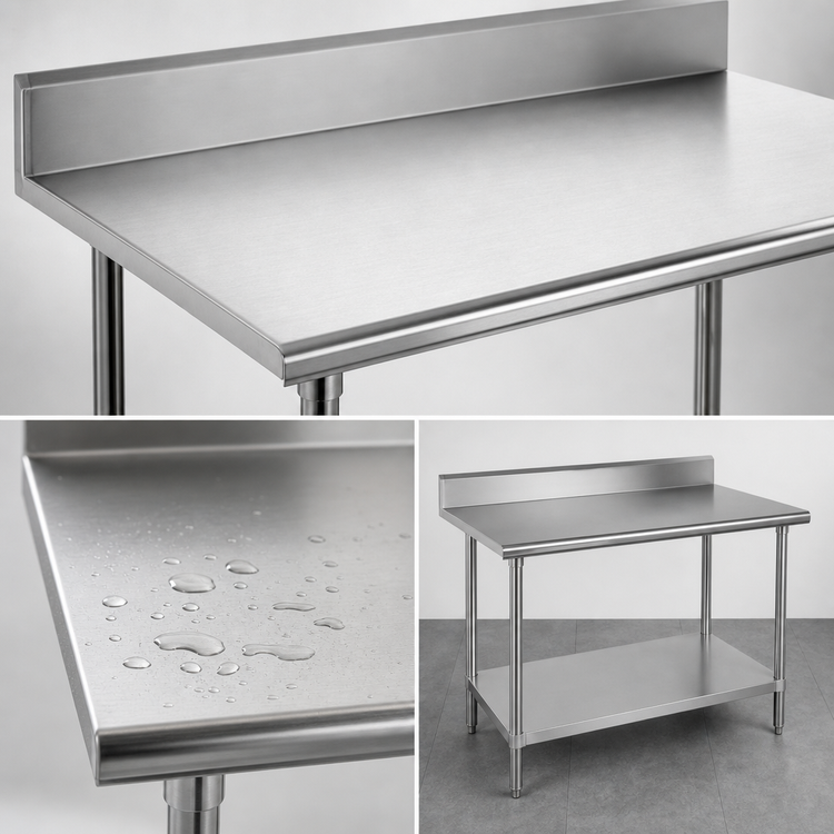 Product image #3 for Advance Tabco 72" x 24" 16-Gauge 430 Stainless Steel Work Table with 5" Backsplash and Adjustable Undershelf