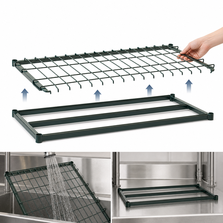 Product image #3 for Metro Super Erecta 48" x 18" Dunnage Shelf with Lift-Off Wire Deck