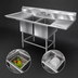 Thumbnail image #3 for Spec-Master FN Series Coved Corner Two-Compartment Stainless Steel Sink with 30-Inch Left Drainboard
