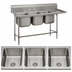 Thumbnail image #3 for 3-Compartment Commercial Sink with Right-Hand Drainboard, 14 Gauge 304 Stainless Steel, 106-3/8 Inch