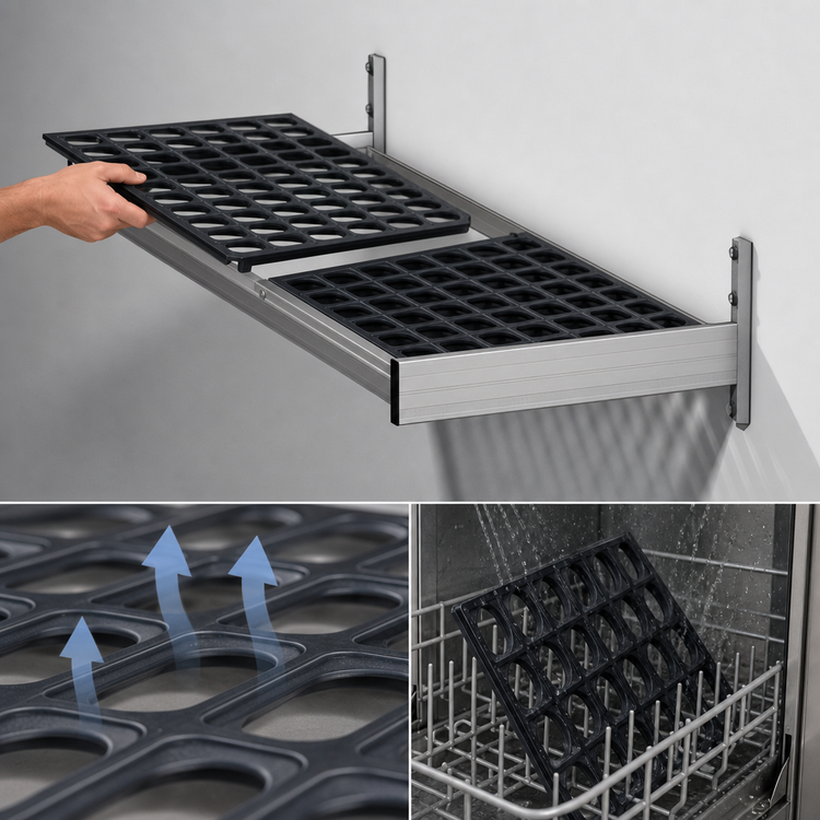 Product image #3 for Fermod One-Level Vented Wall-Mounted Shelving Unit, 52"W x 18"D