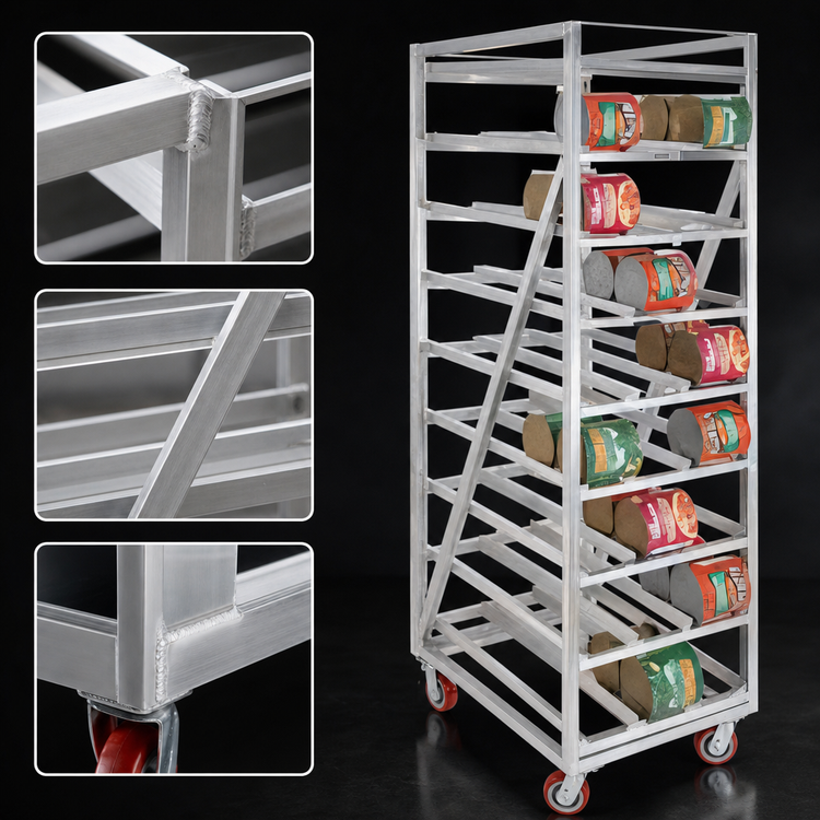 Product image #3 for Channel Manufacturing CSR-99M Mobile Full-Size Heavy-Duty Aluminum Can Rack for #5 and #10 Cans