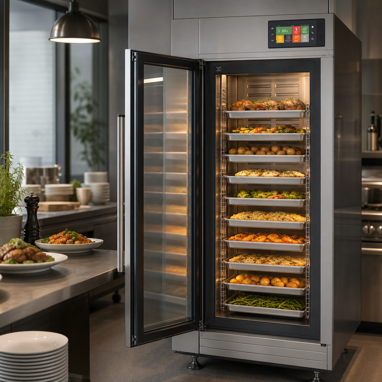 Product image #4 for UNOX Evereo 900 Electric Service Temperature Food Preserver Holding Cabinet, 10 GN 1/1, Right-Hinged Double Glass Door