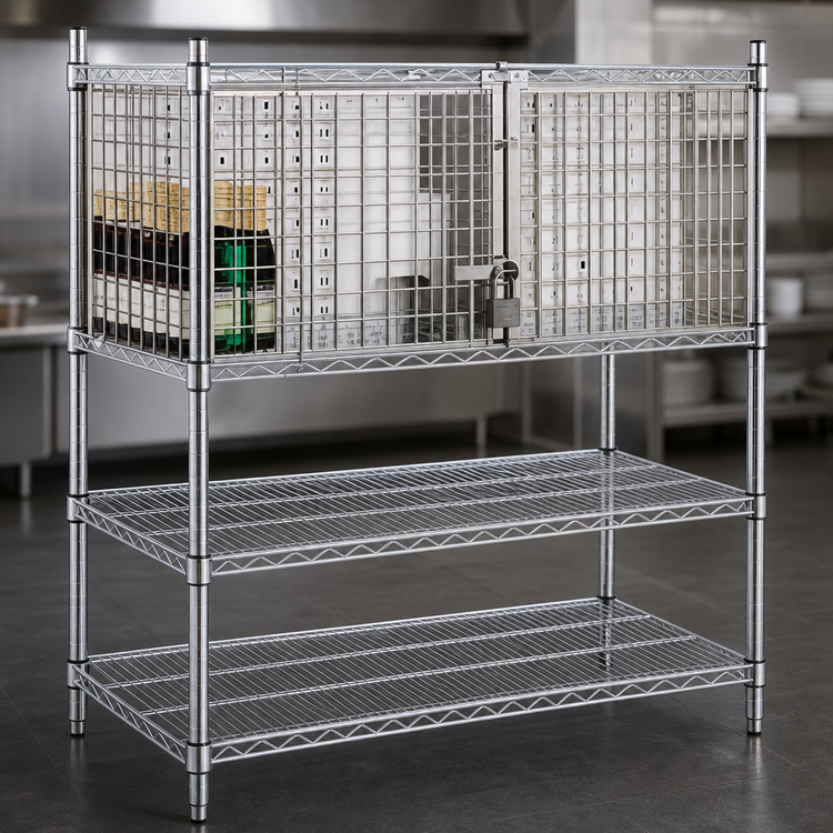 Product image #3 for Stainless Steel Security Module with Hinged Doors for 21-Inch Shelving, 30"W x 21"D