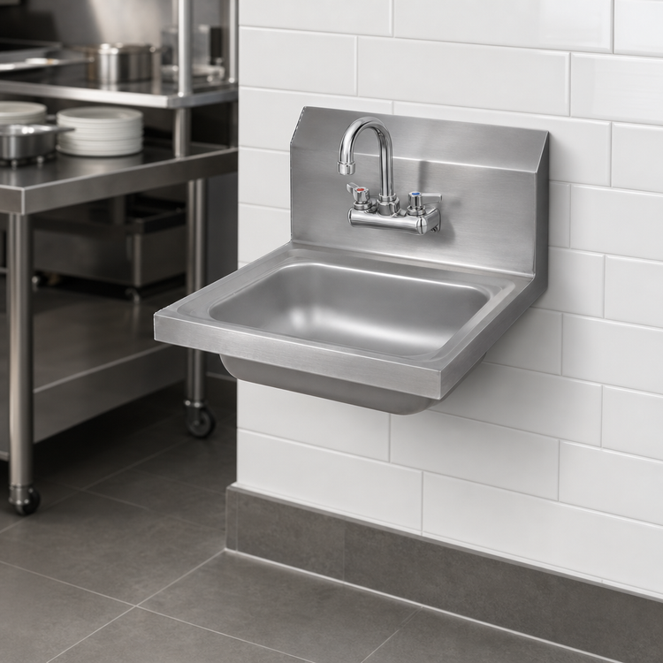 Product image #3 for John Boos Pro-Bowl Wall-Mount Stainless Steel Hand Sink with 14 x 10 x 5 Inch Bowl