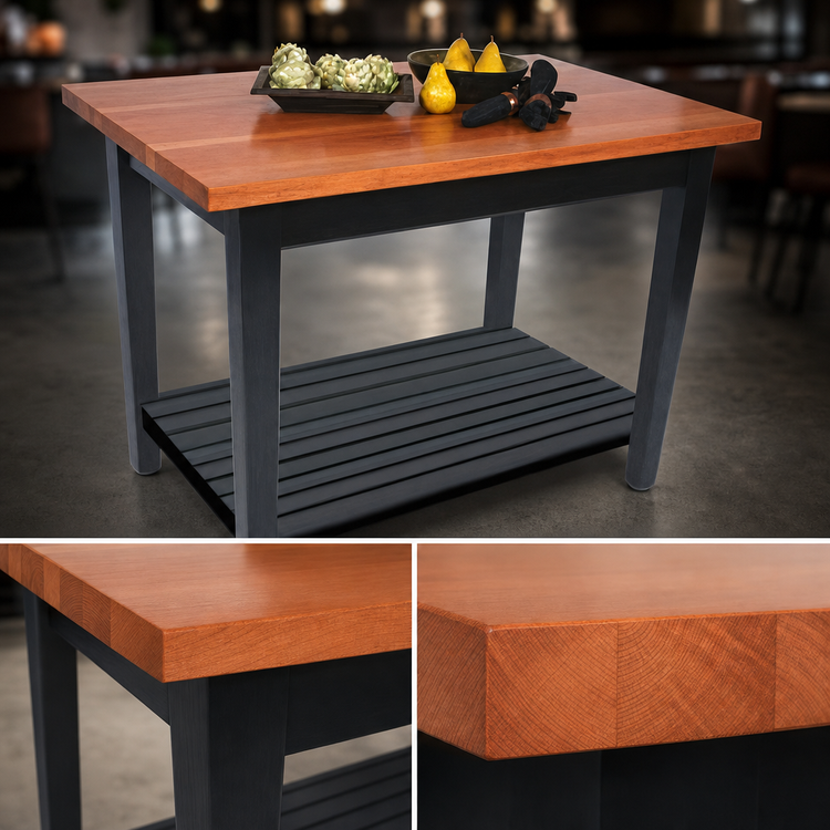Product image #3 for John Boos Rouge et Noir Le Classique 48" x 30" x 35" American Cherry Island Work Table with Slatted Undershelf