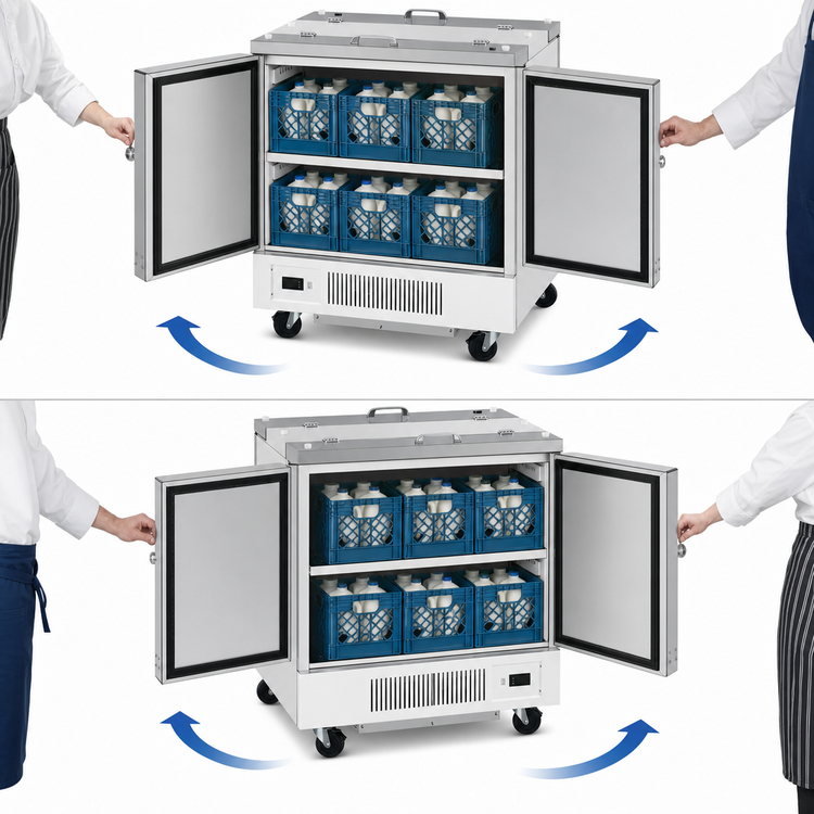 Product image #3 for Turbo Air Super Deluxe 34-Inch Dual-Sided Milk Cooler Cart, 12.21 Cu. Ft., 8-Crate Capacity
