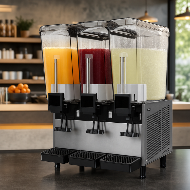Product image #3 for Vollrath Pre-Mix 3-Bowl Refrigerated Beverage Dispenser with 5.28-Gallon Bowls, Stirring Paddle, 115V