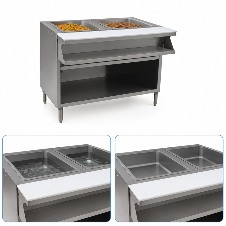 Product image #3 for Eagle Group Spec-Master Electric Sealed Well Hot Food Table with Open Front, Wet or Dry Operation, 2 Wells, 33 Inch Wide