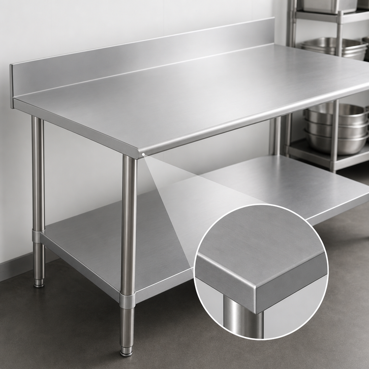 Product image #3 for Duke Deluxe Stainless Steel Work Table with 5-Inch Riser and Stainless Undershelf, 24-Inch Wide x 84-Inch Long x 36-Inch High