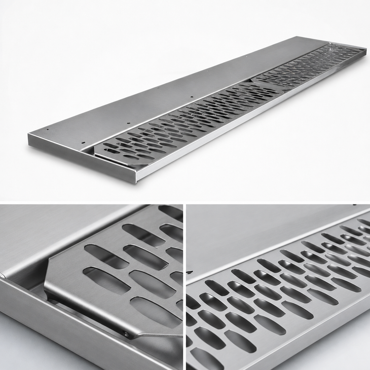 Product image #3 for Glastender 30-Inch Underbar Stainless Steel Drink Rail with Right Drain
