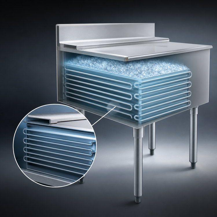 Product image #3 for Eagle 2200 Series Underbar Ice Bin/Cocktail Unit, 48 Inch x 24 Inch, 7-Circuit Cold Plate