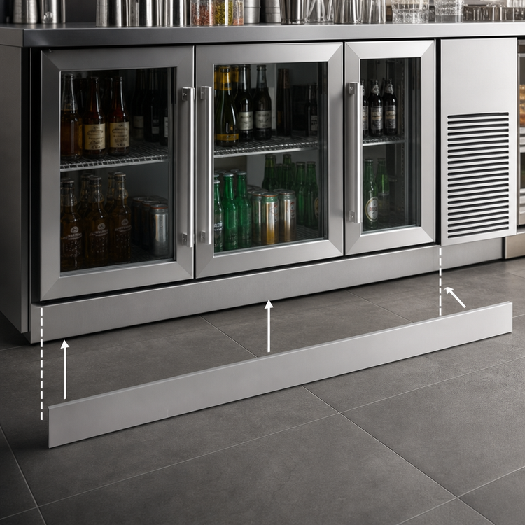 Product image #3 for Krowne 84-Inch Stainless Steel Front Kick Plate for Back Bar Coolers