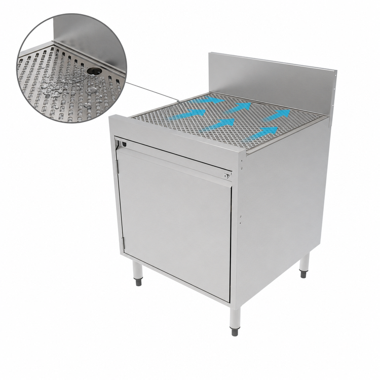 Product image #4 for Perlick Top Shelf 24-Inch Wide x 24-Inch Deep Underbar Storage Cabinet with Drainboard Top and Open Cabinet Base