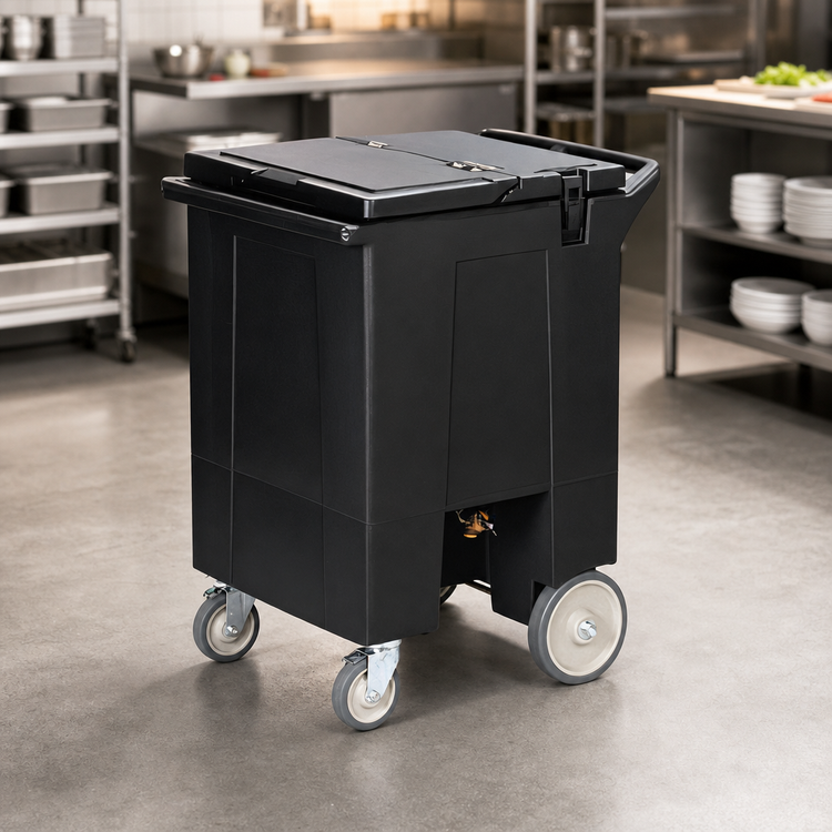 Product image #3 for Cateraide Mobile Tall Insulated Ice Caddy, 125 lb. Capacity, Black