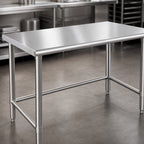 Thumbnail image #3 for Eagle Group Budget Series T30108STB 108-Inch x 30-Inch 430 Stainless Steel Flat-Top Work Table with Open Tubular Base