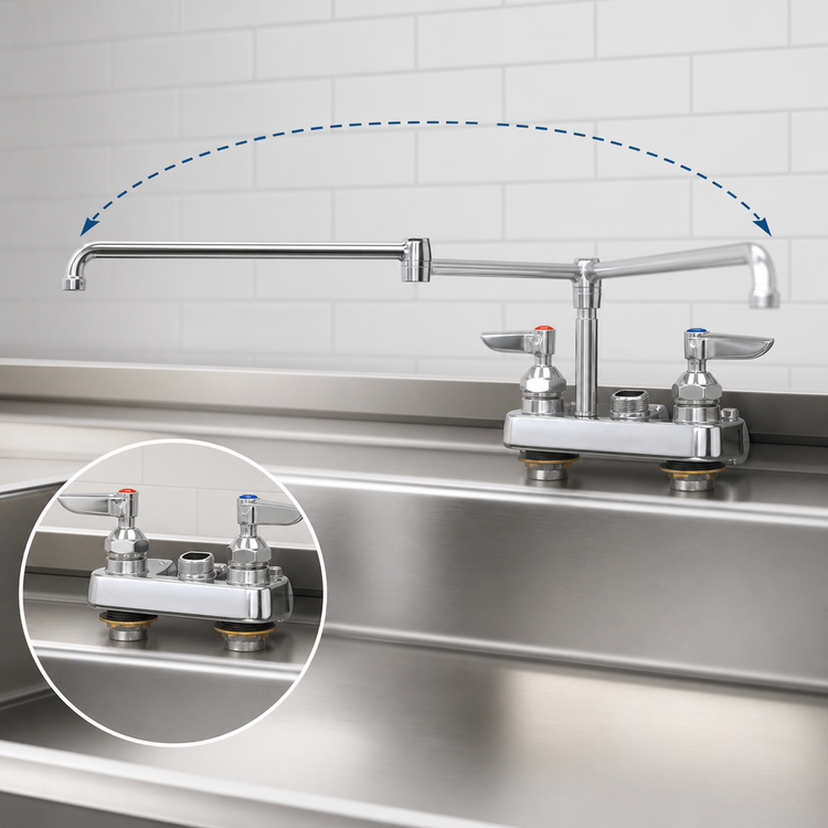 Product image #3 for T&S Brass B-1123-M Deck-Mounted Workboard Faucet with 12-Inch Swing Nozzle, 8-Inch Centers