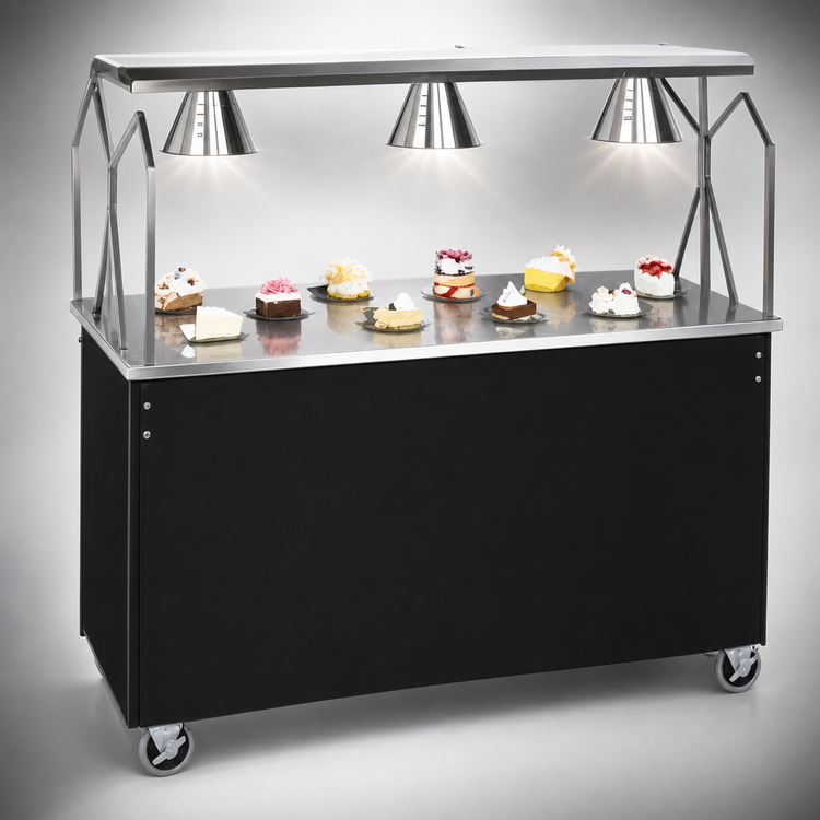 Product image #3 for Vollrath 2-Series Affordable Portable 46-Inch Mobile Utility Station with Stainless Steel Seamless Top and Buffet Breath Guard