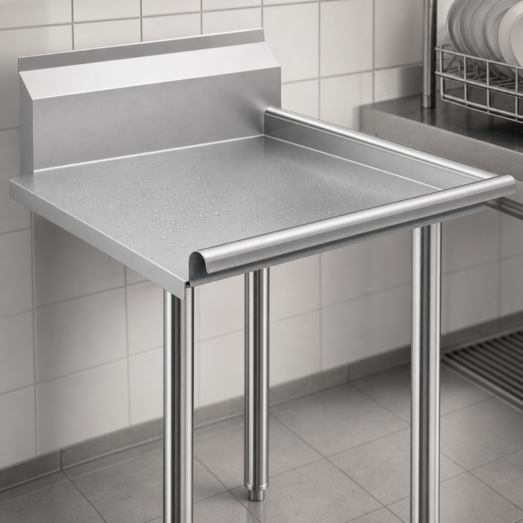 Product image #3 for Left-to-Right Straight Clean Dishtable with 9-Inch Backsplash, 24 x 30 Inches, Stainless Steel