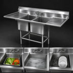 Thumbnail image #3 for Eagle Group Spec-Master FN2448-2-36R-14/3 Two-Compartment Stainless Steel Sink, 24 x 24 x 14-Inch Bowls, Right-Hand 36-Inch Drainboard