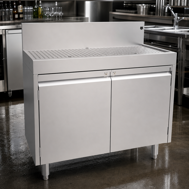 Product image #3 for CHOICE 48-Inch W x 24-Inch D Stainless Steel Open Front Underbar Drainboard Cabinet Base