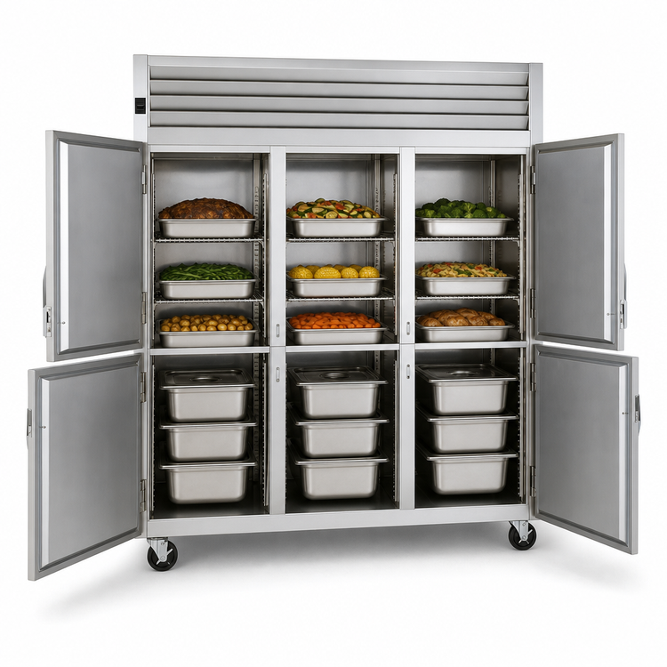 Product image #3 for Traulsen Spec-Line Three-Section Standard-Depth Reach-In Heated Holding Cabinet with Half-Height Solid Doors