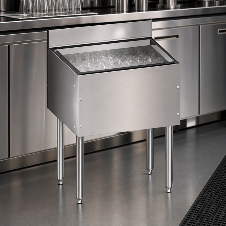 Product image #3 for CHOICE by Glastender 12-Inch Wide Stainless Steel Underbar Ice Bin, 33 lb Capacity