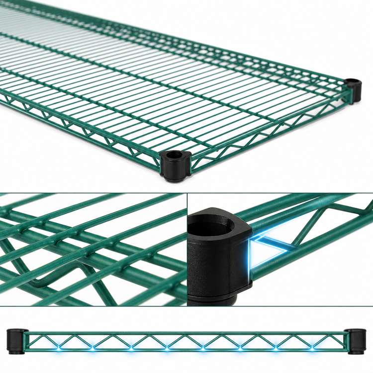 Product image #3 for EagleGard Quad-Adjust 60-Inch x 18-Inch Wire Shelf, 600 lb. Capacity, Hybrid Epoxy Finish