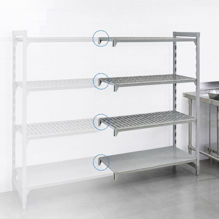 Product image #4 for Camshelving Premium 4-Tier Polymer Add-On Shelving Unit, 21 x 42 x 72 Inches, Vented and Solid, Speckled Gray
