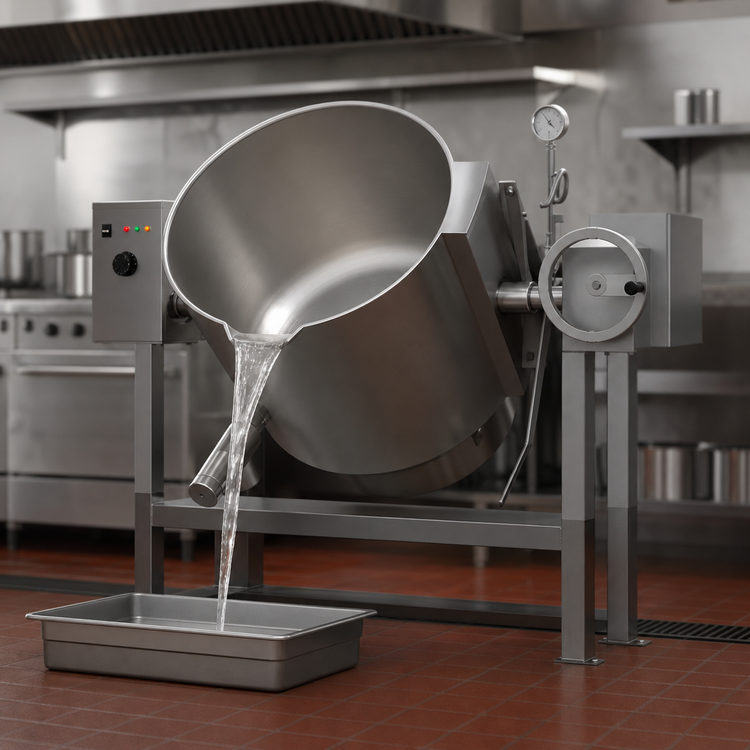 Product image #3 for AccuTemp Edge Series 30-Gallon Self-Contained Gas Tilting Steam Kettle with Full Jacket and 316 Stainless Steel Liner