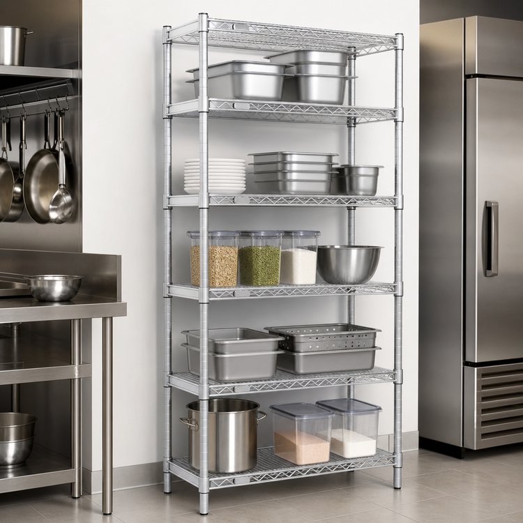 Product image #3 for EAGLEbrite 5-Tier Stationary Starter Wire Shelving Unit, 24 x 21 x 74 Inches, Zinc Finish