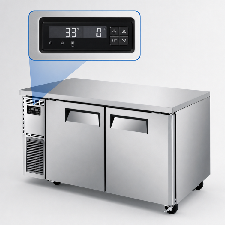Product image #3 for Turbo Air J Series 2-Section Dual Temp Undercounter Refrigerator/Freezer, Side Mount, 59 Inch Wide