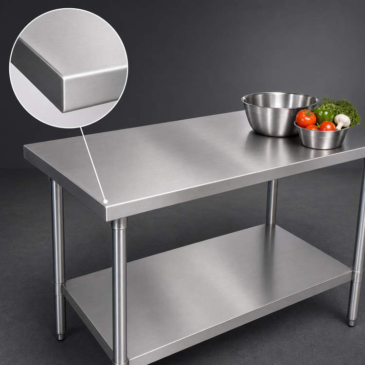 Product image #3 for John Boos Stallion 48" x 36" Stainless Steel Top Work Table with Adjustable Undershelf
