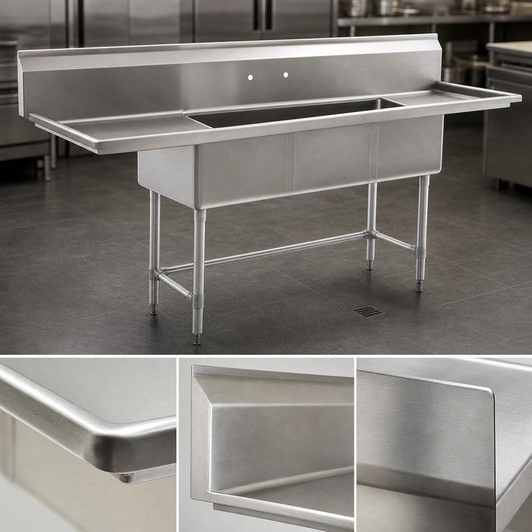 Product image #3 for Eagle BlendPort BPFC Series 1-Compartment Sink with Left Drainboard, 18" x 18" Bowl, 16-Gauge 304 Stainless Steel
