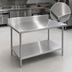 Thumbnail image #3 for Advance Tabco 144-Inch x 36-Inch Stainless Steel Work Table with 5-Inch Backsplash and Adjustable Galvanized Undershelf