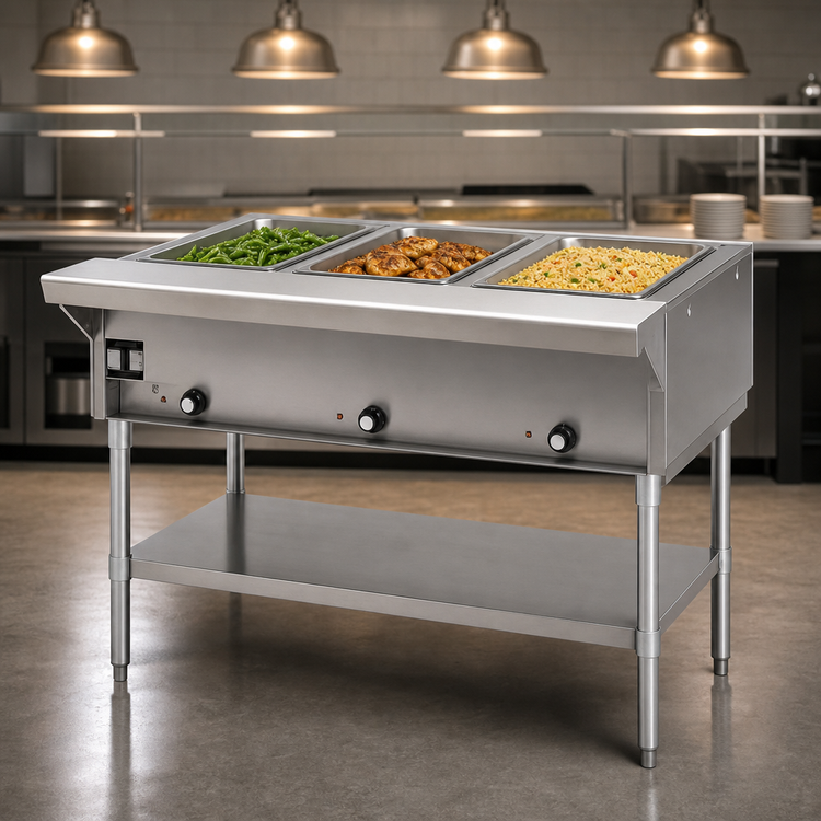 Product image #3 for Eagle Group 48-Inch Liquid Propane Hot Food Table with 3 Dry Wells and Open Base