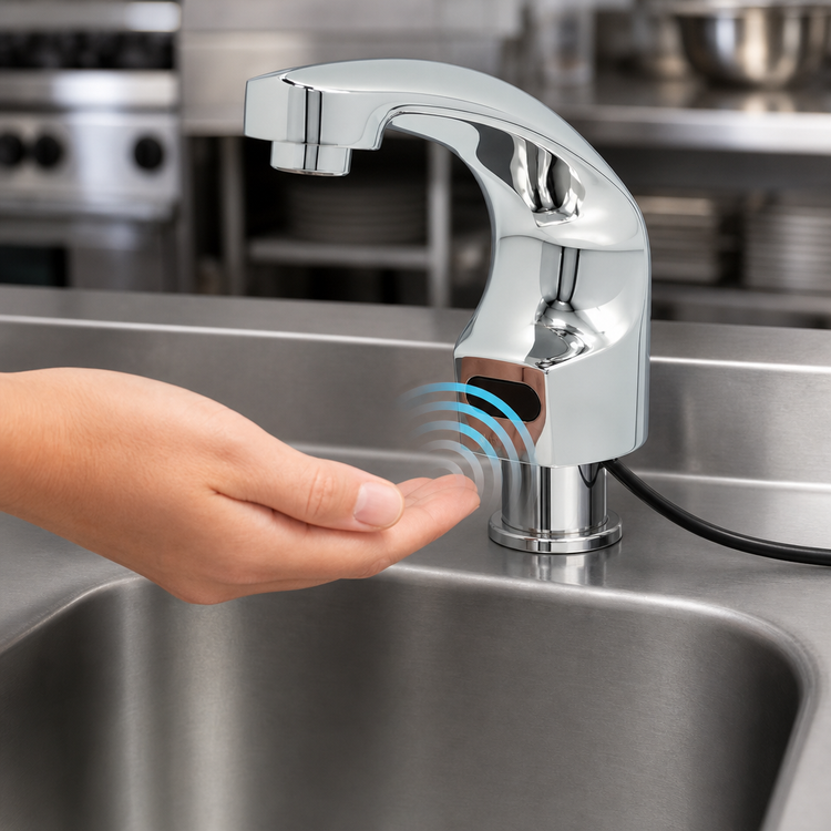 Product image #3 for T&S Brass ChekPoint Electronic Touchless Deck-Mount Faucet with Single-Hole Rigid Spout, Chrome
