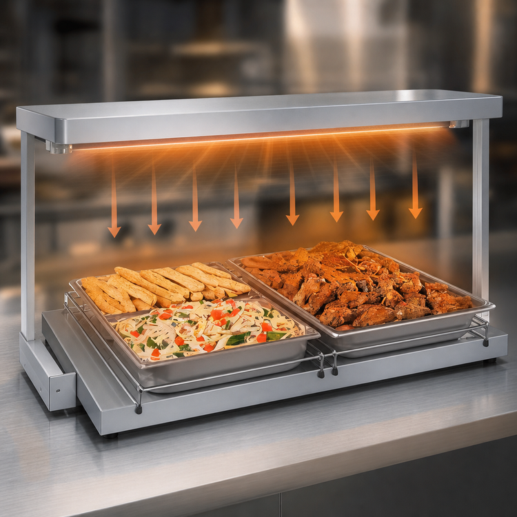 Product image #3 for Hatco Glo-Ray® Freestanding Heated Shelf, 60 Inch W x 23-1/2 Inch D, Stainless Steel Top