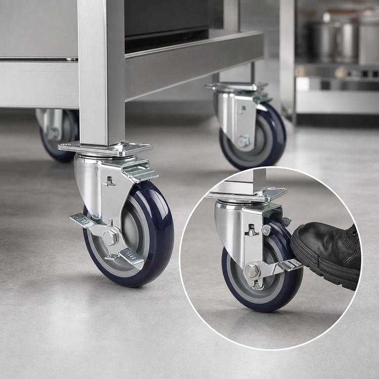 Product image #3 for Krowne 5-Inch Plate-Mount Casters with Brakes, Set of 6, 6-Inch Raise
